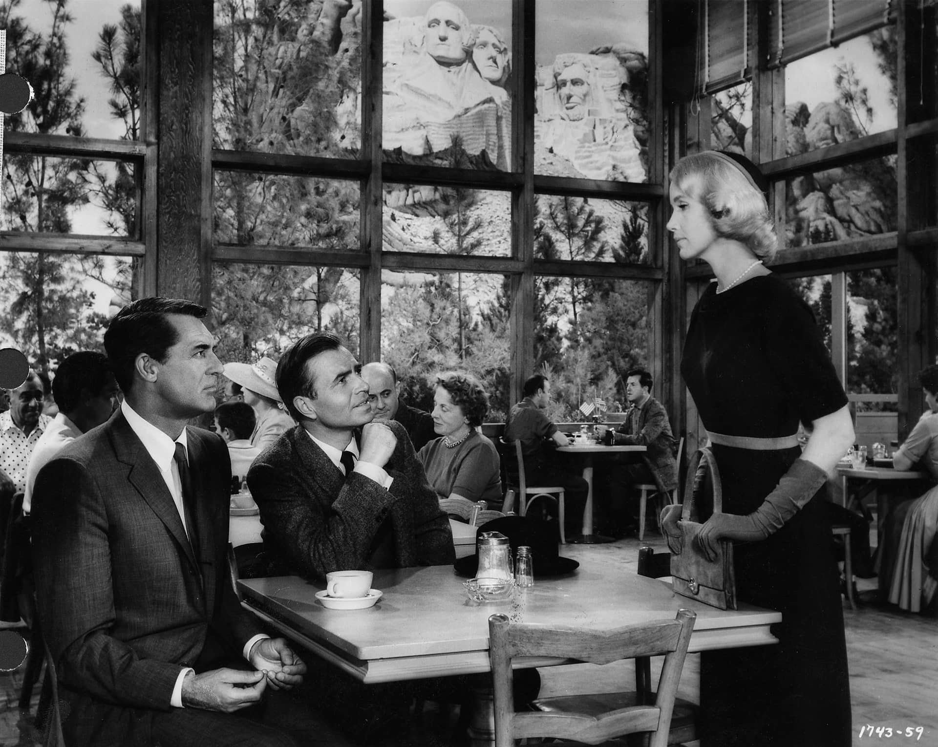 Cary Grant, James Mason, and Eva Marie Saint, production still, NORTH BY NORTHWEST (USA, 1959). Courtesy of Metro-Goldwyn-Mayer Production and Biography Photographs, Margaret Herrick Library, Academy of Motion Picture Arts and Sciences.